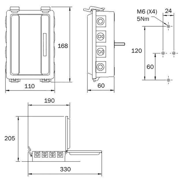 M120 Junction Box with 8 Way Spade Terminal Block Single Height photo 2
