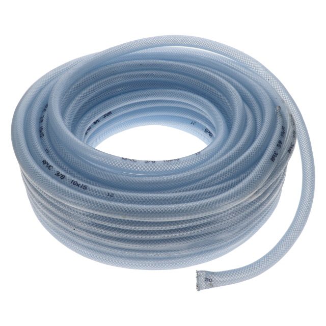 CLEAR BRAIDED PVC 10MM ID 15MM OD 30MTR 180PSI