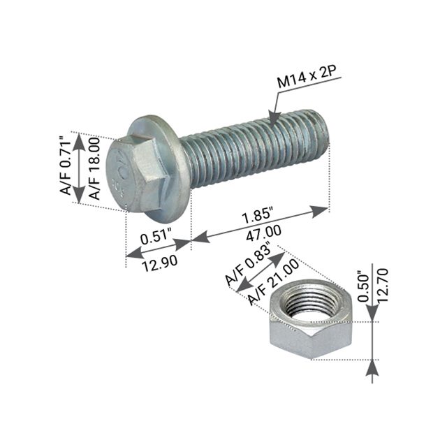 FLANGE BOLT M14X2 X 47MM UNDER HEAD INC NUT