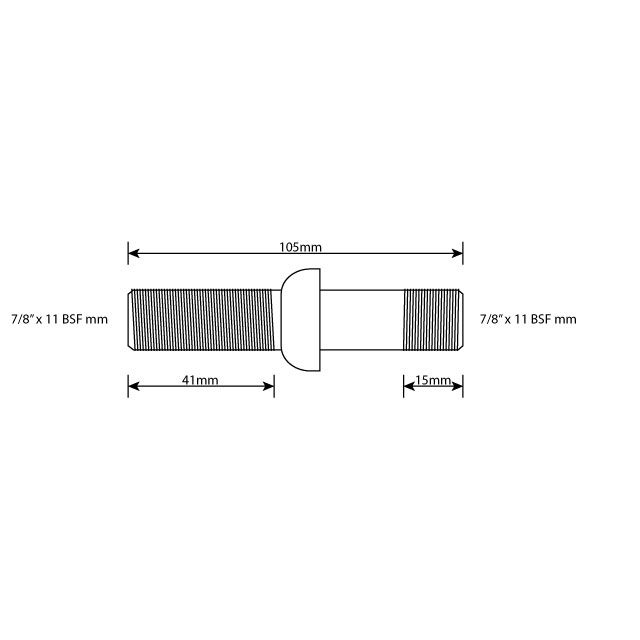 WHEEL STUD 7/8"X11BSF LHT 105MM TWIN photo 2