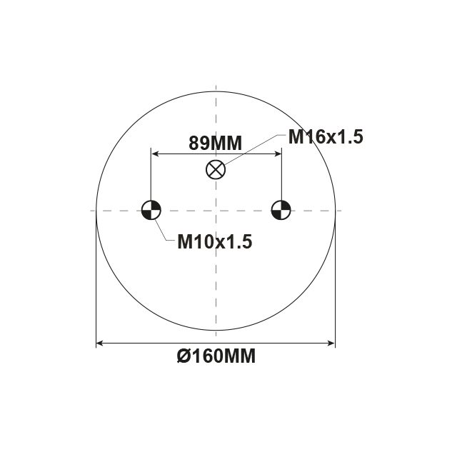 AIR SPRING ASSEMBLY (ASK009) DOUBLE CONVOLUTED M16 INLET photo 2