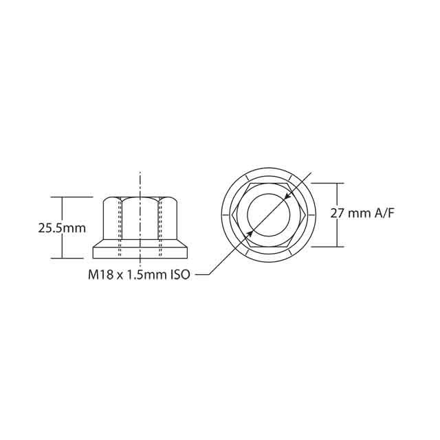 WHEEL NUT M18X1.5 RHT 27MM A/F photo 2