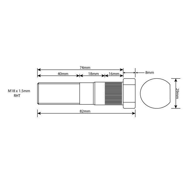WHEEL STUD M18X1.5 RHT 75MM UH photo 2