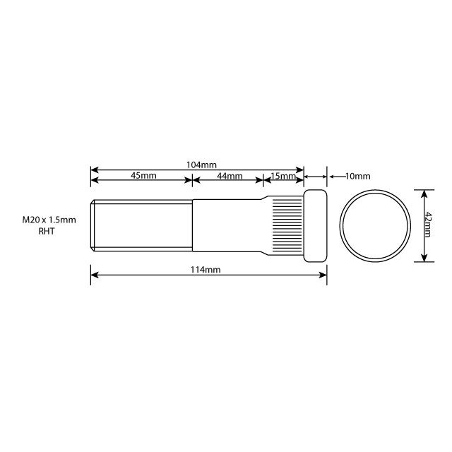 WHEEL STUD M22X1.5 RHT 104MM UH photo 2