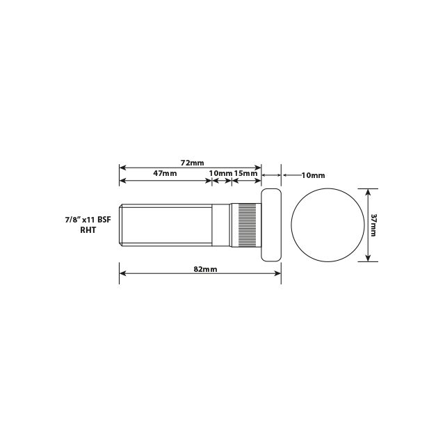WHEEL STUD 7/8"X11BSF RHT 72MM UH