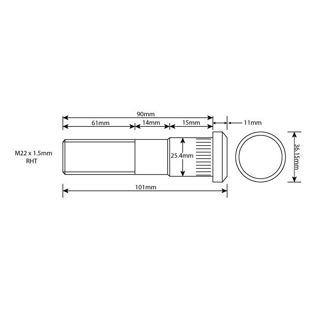 WHEEL STUD M22X1.5 RHT 90MM UH photo 2