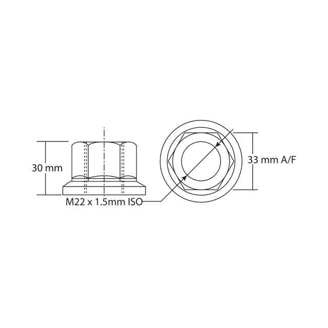 WHEEL NUT M22X1.5 RHT 33MM A/F photo 3