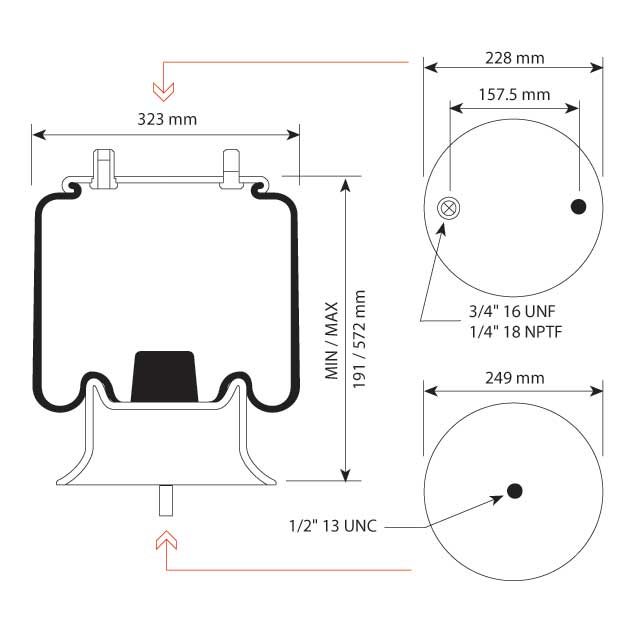 AIR SPRING ASSEMBLY (ASK062 ) IMPERIAL CENTRAL MOUNT HENDRICKSON