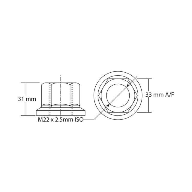Wheel Nut - 7/8" x 11BSF RHT 33mm A/F photo 2