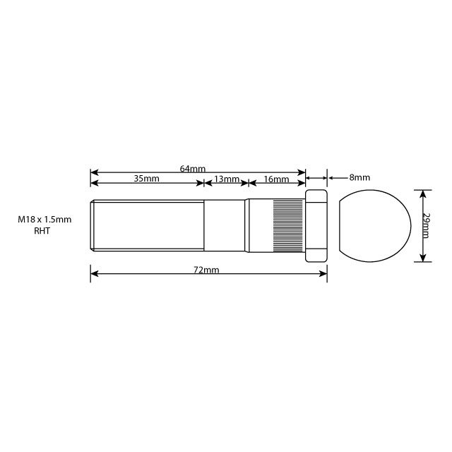 WHEEL STUD M18X1.5 RHT 64MM UH photo 3