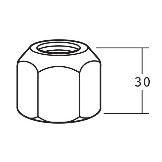 WHEEL NUT 7/8" LH D=30MM AF=33MM