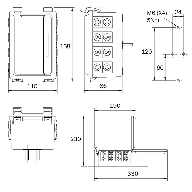 M120 Junction Box with 8 Way Spade Terminal Block Double Height photo 2