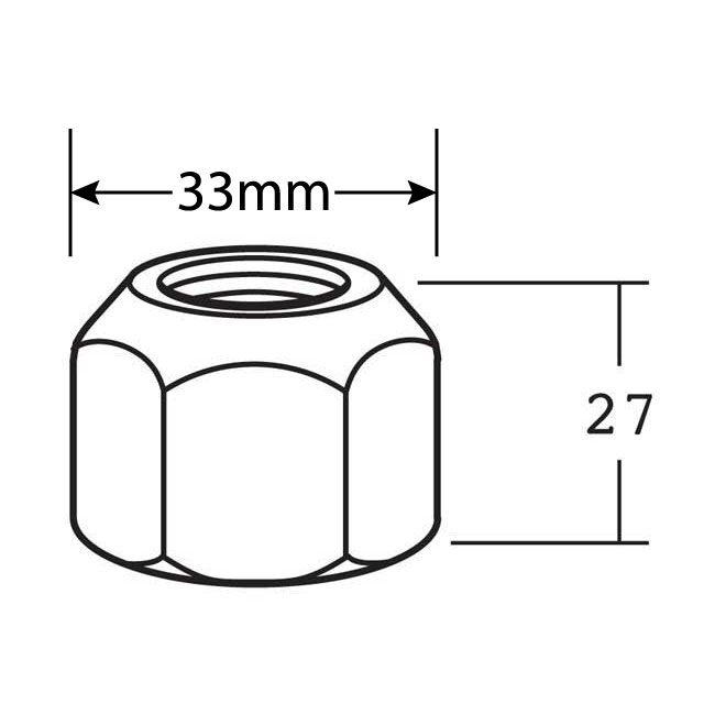 WHEEL NUT 7/8" RH D=27MM AF=33MM
