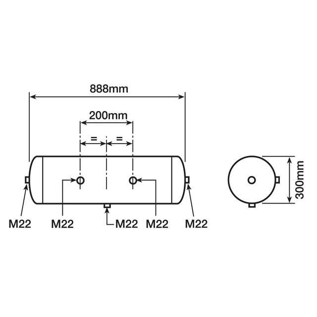 Air Tank 60 Litre 300mm Diameter 5 Port