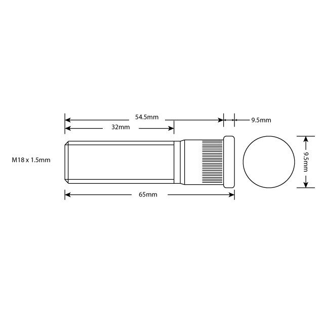 WHEEL STUD M18X1.5 RHT 54.5MM UH photo 2