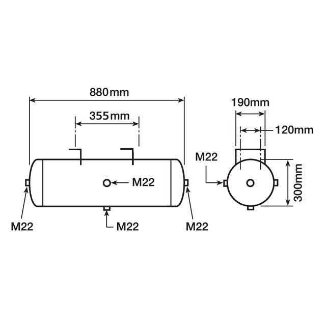Air Tank 60 Litre 300mm Diameter 5 Port GIGANT