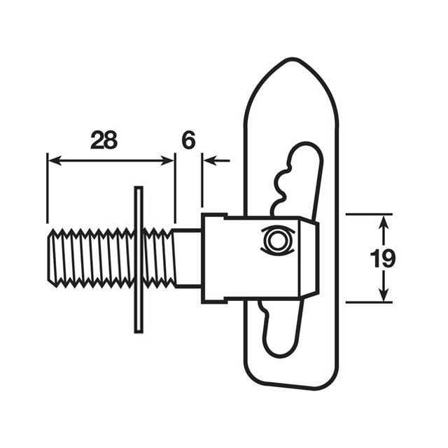 BOLT ON STAYFAST LATCH FASTENER M12 WITH NUT AND WASHER - THREADED M12