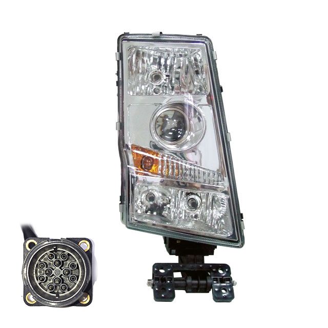 Headlamp for Volvo FH/FM Series 2 RH with electric load-levelling (Round Plug)