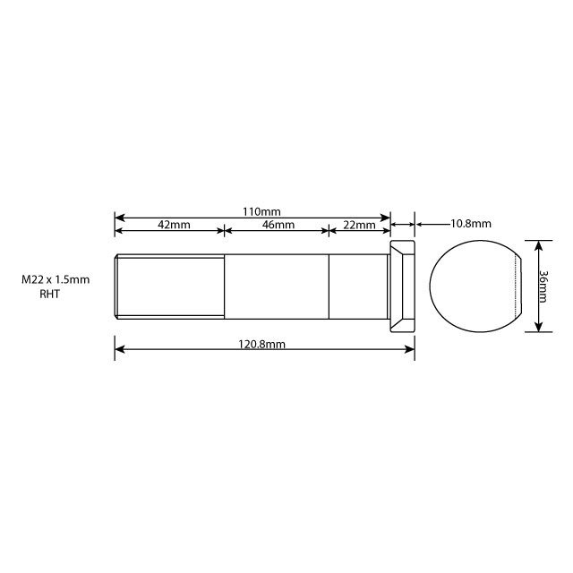 WHEEL STUD M22X1.5 RHT 110MM UH photo 2