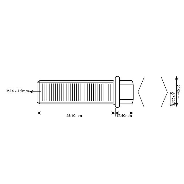HUB MOUNTING STUD M14X1.5 RHT 45MM UH photo 2