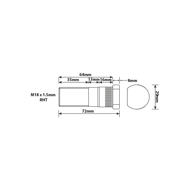 WHEEL STUD M18X1.5 RHT 64MM UH
