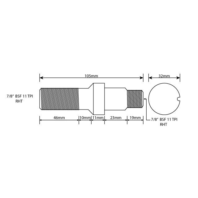 WHEEL STUD 7/8"X11BSF RHT 109MM TWIN photo 2