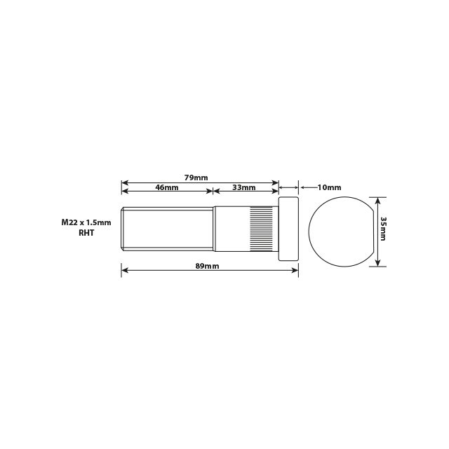 WHEEL STUD M22X1.5 RHT 79MM UH