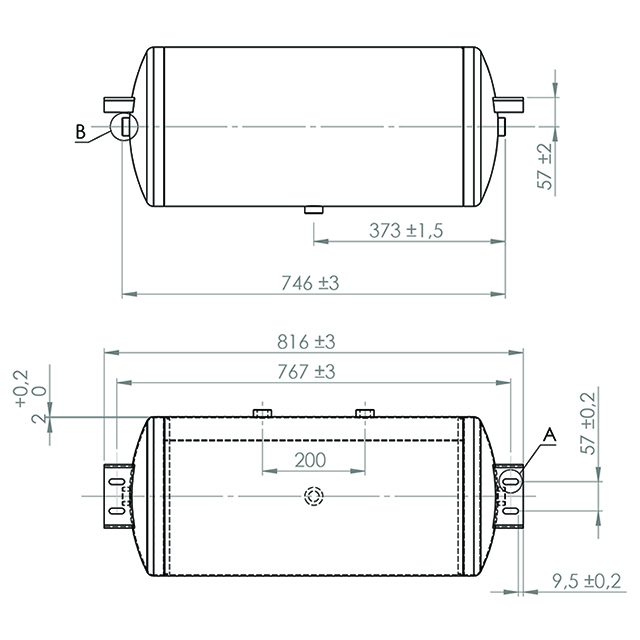 AIR TANK END-MNT 50L 5MET PORT