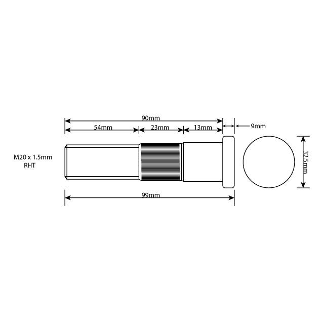 WHEEL STUD M20X1.5 RHT 90MM UH photo 2