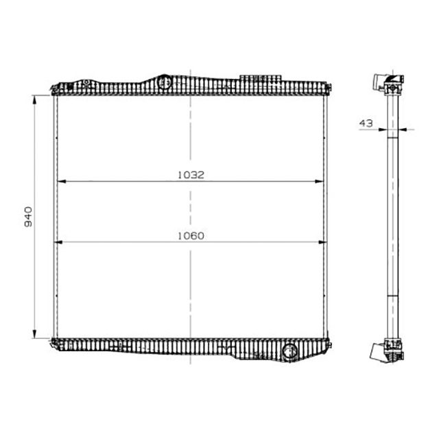 RADIATOR WITHOUT FRAME SIDE PLATES