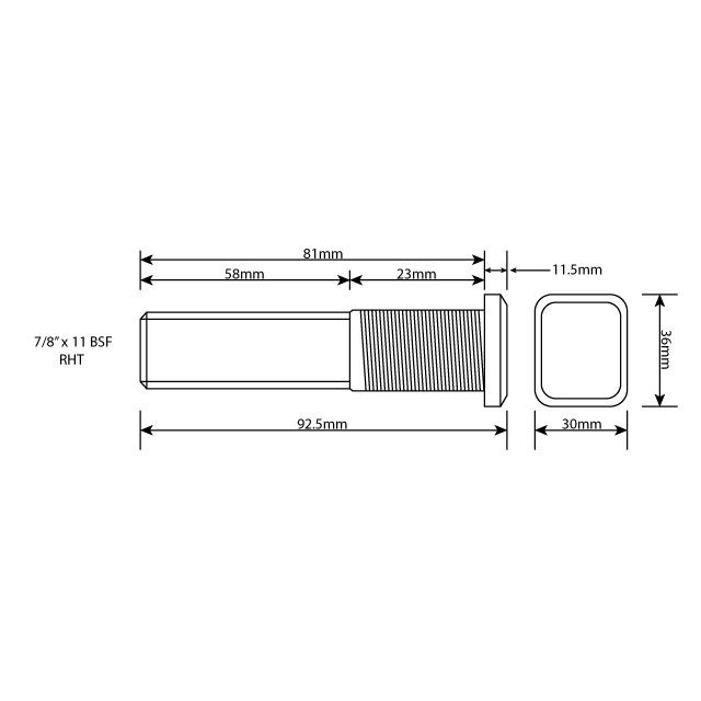 WHEEL STUD 7/8"X11BSF RHT 81MM UH photo 3