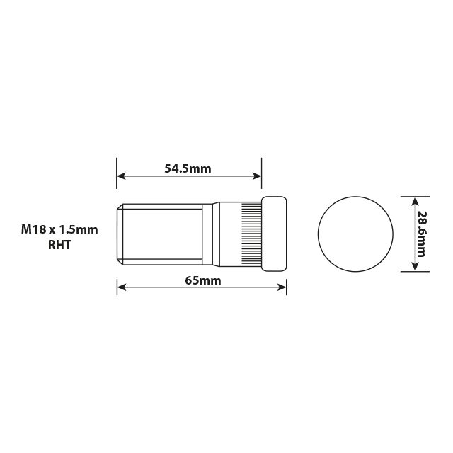 WHEEL STUD M18X1.5 RHT 54.5MM UH