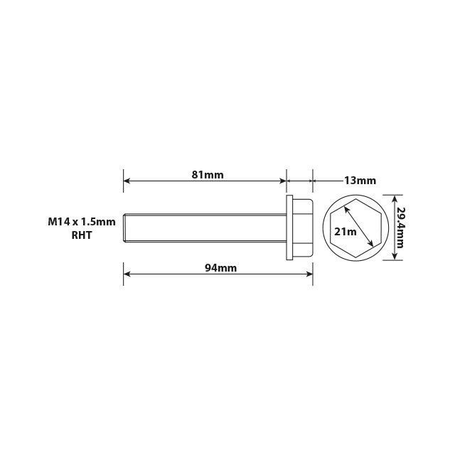 DISC MOUNTING BOLTS DISCOS M14X1.5 RHT 80MM UH photo 2