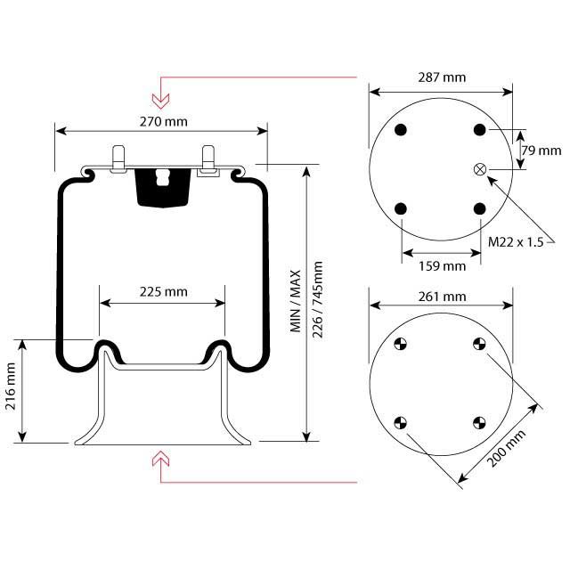 AIR SPRING ASSEMBLY (ASK002) STEEL PISTON MERITOR