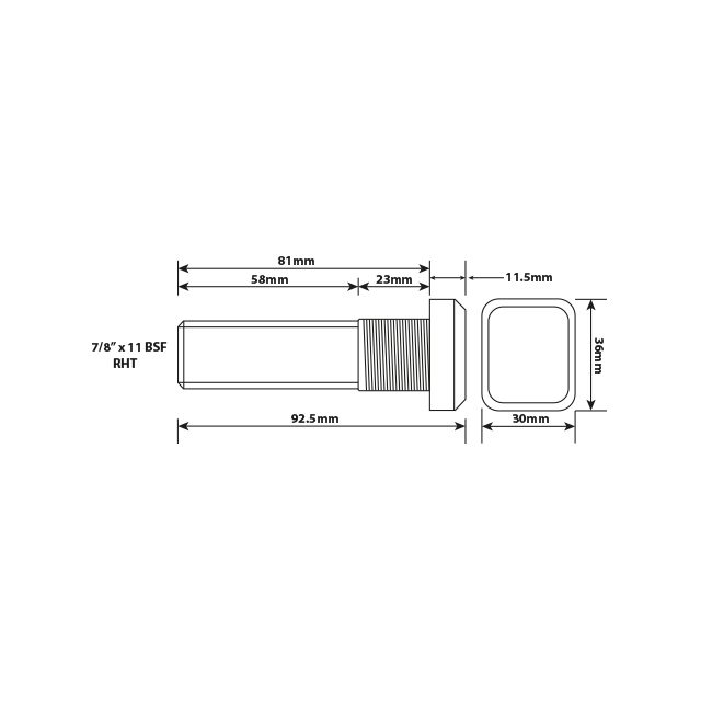 WHEEL STUD 7/8"X11BSF RHT 81MM UH