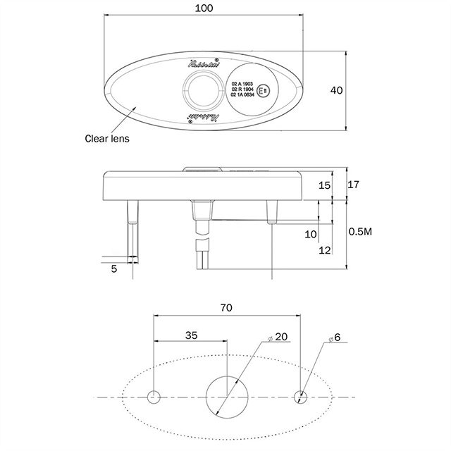 M893 LED Clear Marker Lamp with 500mm Flylead photo 2
