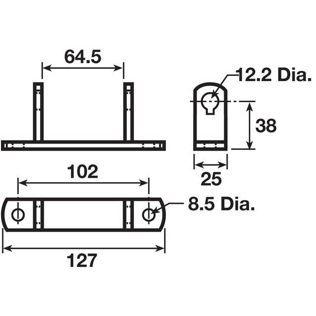 HINGE BRACKET BOLT ON 64MM ZINC PLATED