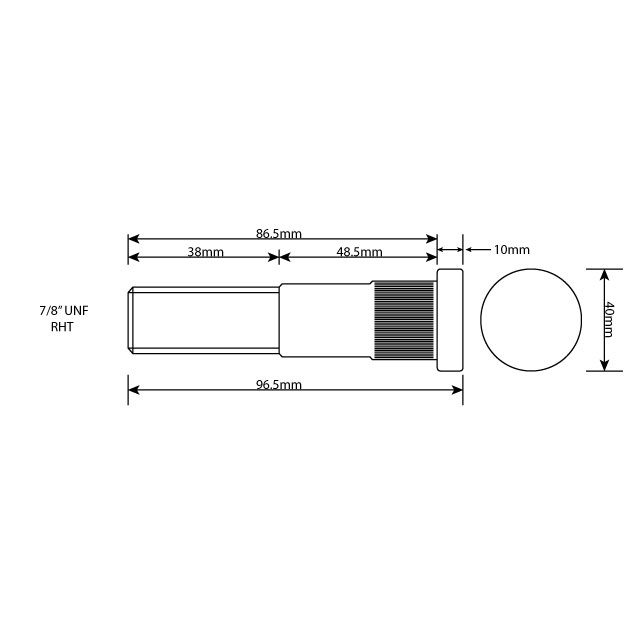 WHEEL STUD 7/8"X14 UNF RHT 86MM UH photo 3
