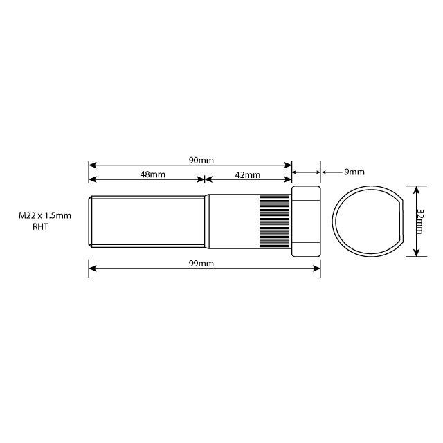 WHEEL STUD M22X1.5 RHT 78MM UH photo 2