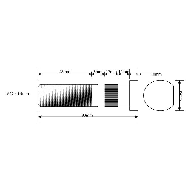 WHEEL BOLT M22 X 83MM UH RH ISO TWIN photo 2