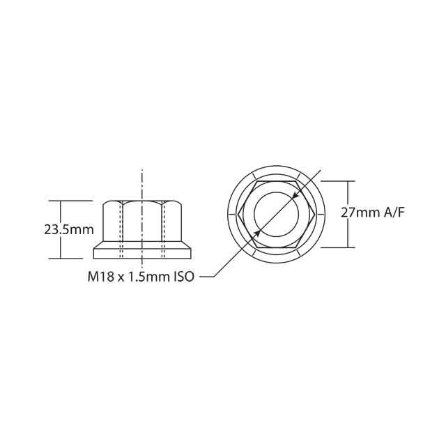 WHEEL NUT M18X1.5 RHT 27MM A/F photo 2