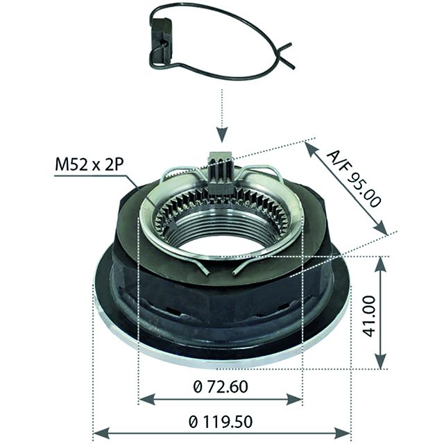 Axle End Nut - M52x2/AF95