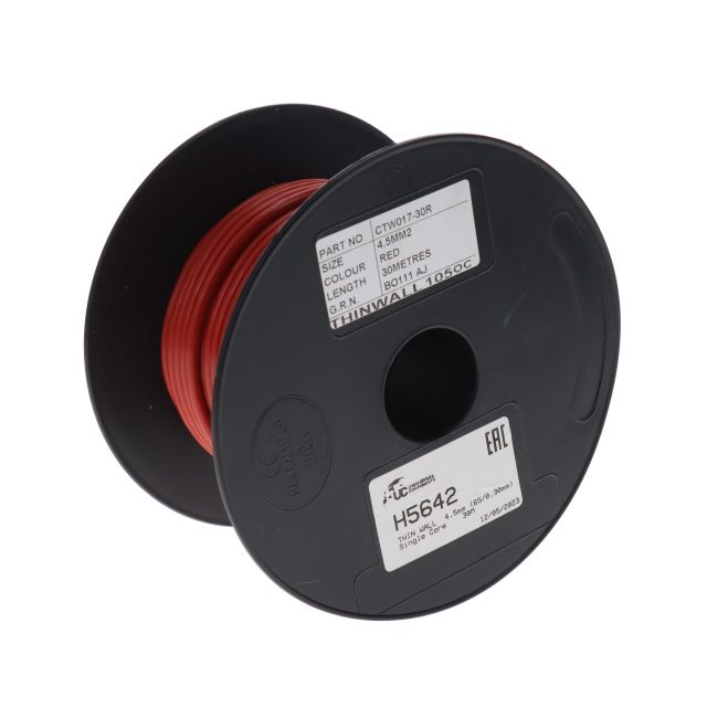 THIN WALL 0.75mm (24/0.20mm) RED Single Core 100M