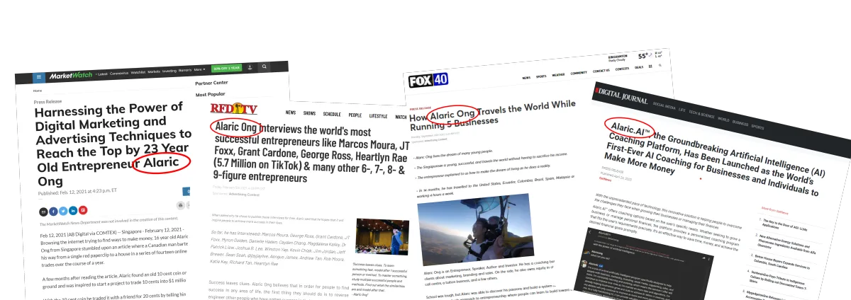 Alaric Ong — Featured in MarketWatch, FOX, Digital Journal, RFD-TV