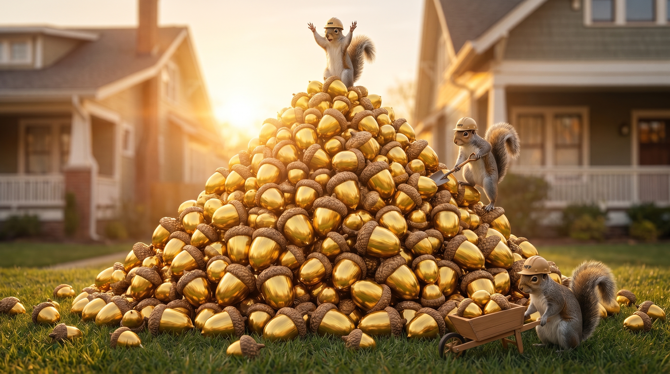Secret stash of golden acorns