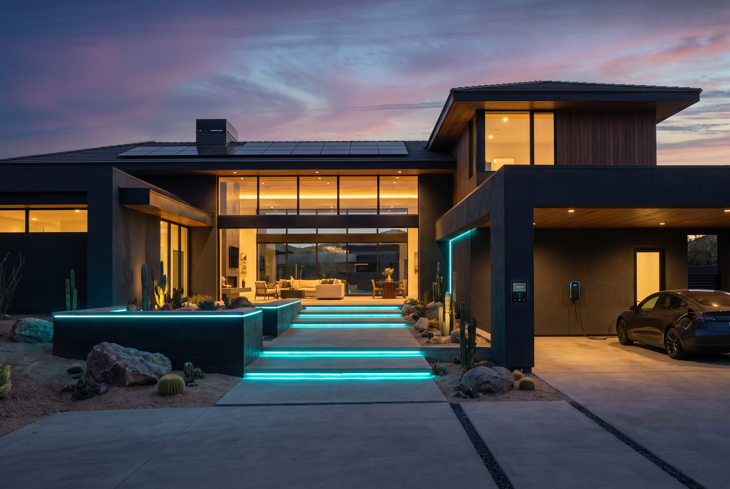 Luxury smart home exterior installation