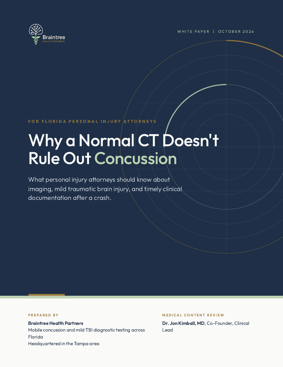 Cover of the Braintree white paper: Why a Normal CT Doesn't Rule Out Concussion