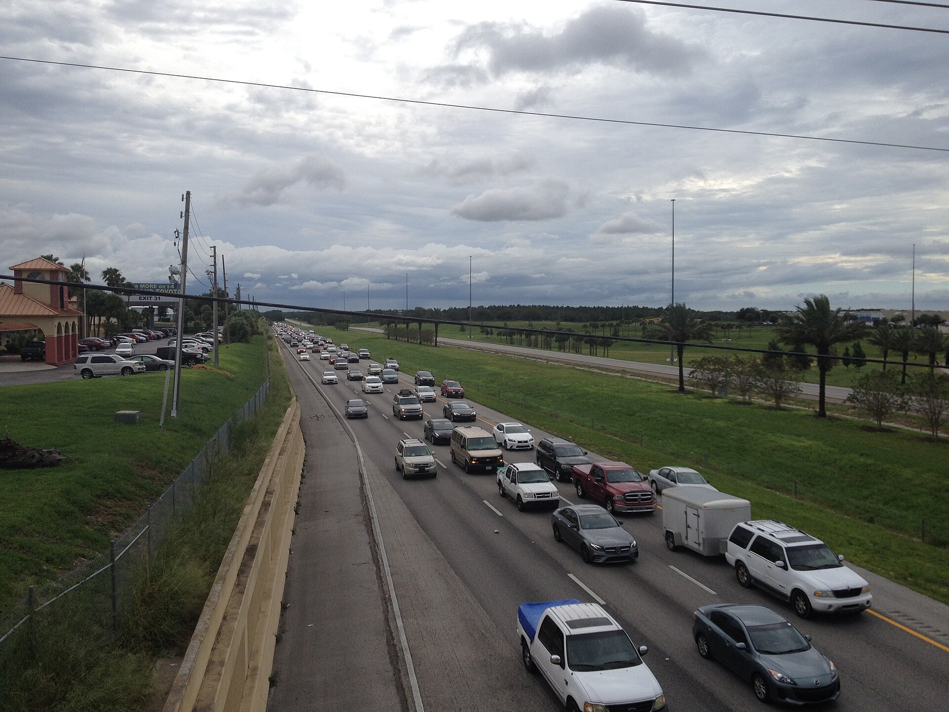Interstate 4 traffic seen from the US-27 overpass in Davenport, Polk County, Florida