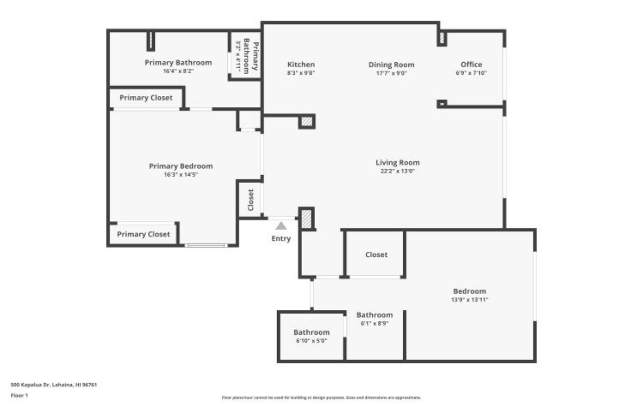 Floor plan of Unit 22 P 3-4 — Kapalua Bay Villa