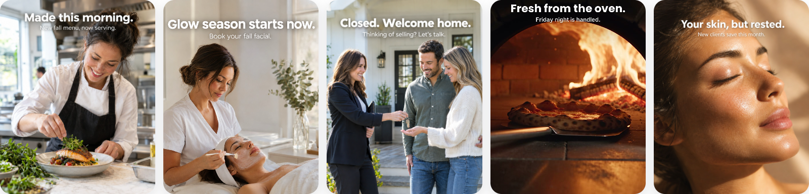 Finished posts from one week: a restaurant, a med spa, a real estate agent